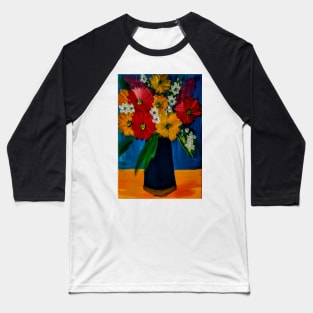 Some abstract mixed flowers in a metallic vase Baseball T-Shirt